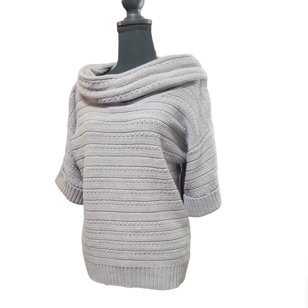 Croft and Barrow cowl neck gray sweater L cotton blend